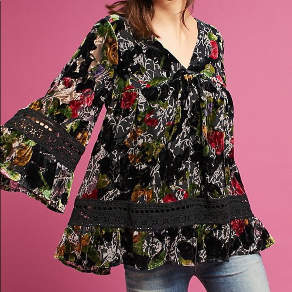 Anthropologie Maeve Velvet Burnout Tunic
